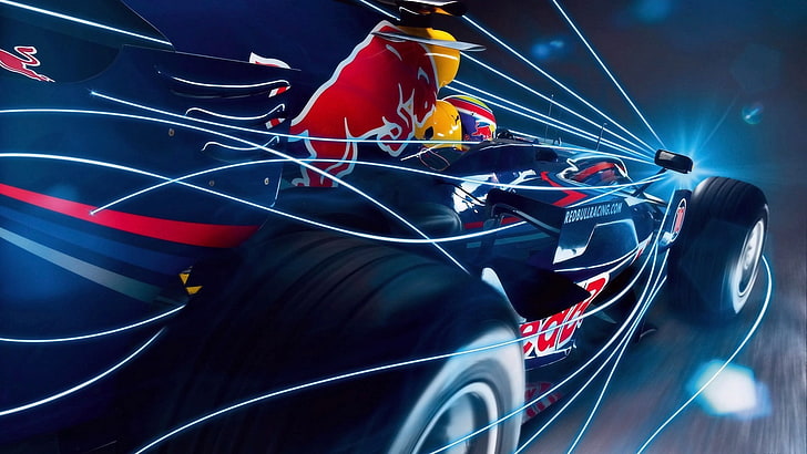 wallpaper digital mobil balap Red Bull biru, Formula 1, Red Bull Racing, Wallpaper HD