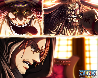 Аниме, One Piece, Шарлотта Линлин, Кайдо (One Piece), Шэнкс (One Piece), HD обои HD wallpaper
