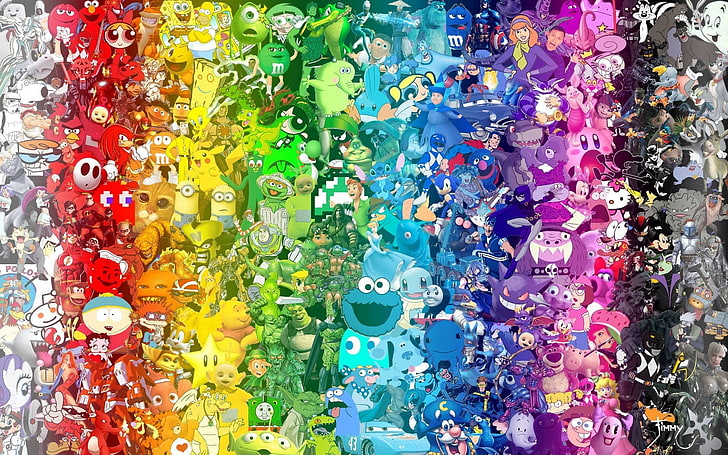 assorted color plastic toy lot, artwork, cartoon, HD wallpaper