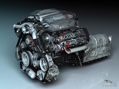 gray and black Jaguar vehicle engine, car, engines, Jaguar (car), technology, HD wallpaper HD wallpaper