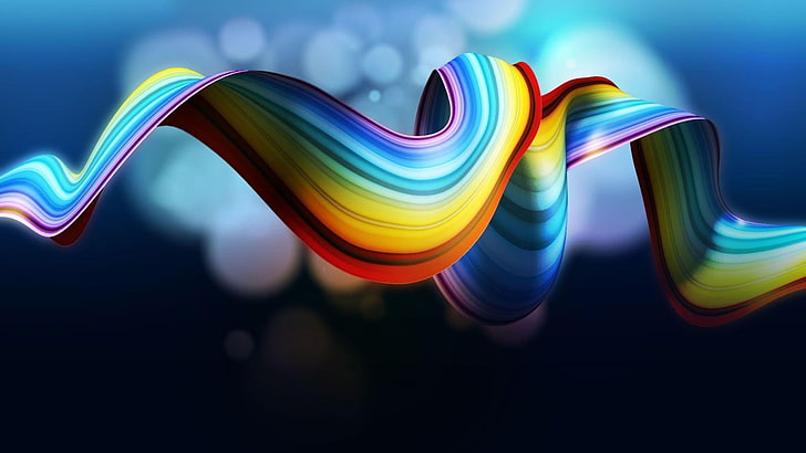 rainbow, abstract, strip, colorful, 3d, digital art, HD wallpaper