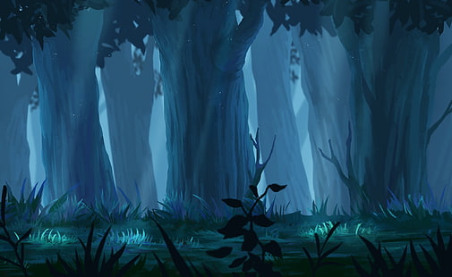 Anime Wald, Landschaft, Bäume, Sonnenstrahl, Pflanzen, Anime, HD-Hintergrundbild HD wallpaper