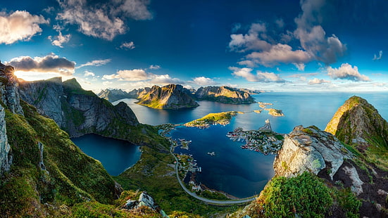 fantastisk, synvinkel, fjordar, fjord, bedövning, öar, moln, himmel, natur, vacker, norge, landskap, landskap, lofoten öar, lofoten, reinebringen, strand, reine, berg, reinebringen berg, HD tapet HD wallpaper