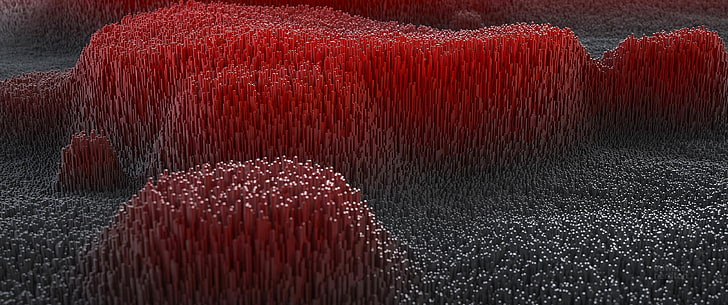 красный и коричневый бахромой текстиль, абстракция, 3D, ультраширокий, ультраширокий, HD обои