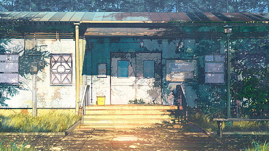 منزل رمادي وبني ، ArseniXC ، صيف دائم ، درجات ، منزل ، باب ، ضوء الشمس، خلفية HD HD wallpaper