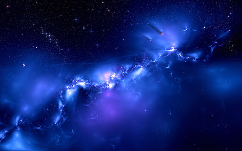 Галактическо синьо пространство, далечни планети, снимка на космоса, галактика, синьо, космос, далечно, планети, HD тапет HD wallpaper