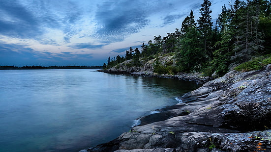 Isle Royale National Park, Isle Royale, National Park, Lake Superior, USA, USA, Lake, Coast, Rock, Landscape, HD tapet HD wallpaper