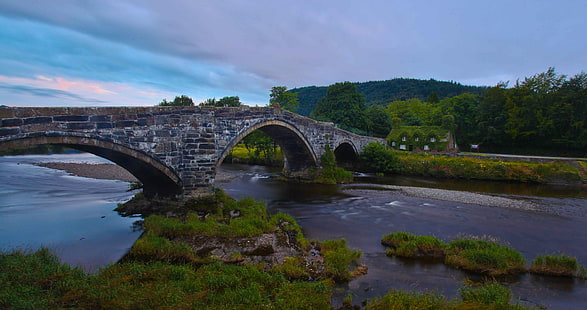 jembatan, Inggris, Wales, Jembatan Llanrwst, Tu Hwnt I r Bont, River Conwy, the river Conwy, Wallpaper HD HD wallpaper
