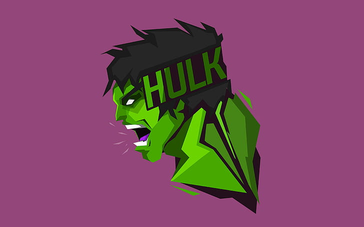 Hulk, the Hulk, Marvel Comics, viola, sfondo viola, tipografia, Sfondo HD