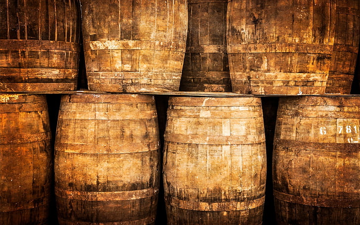 Holz, Holzoberfläche, Whisky, Fässer, Keller, Zahlen, Nägel, HD-Hintergrundbild