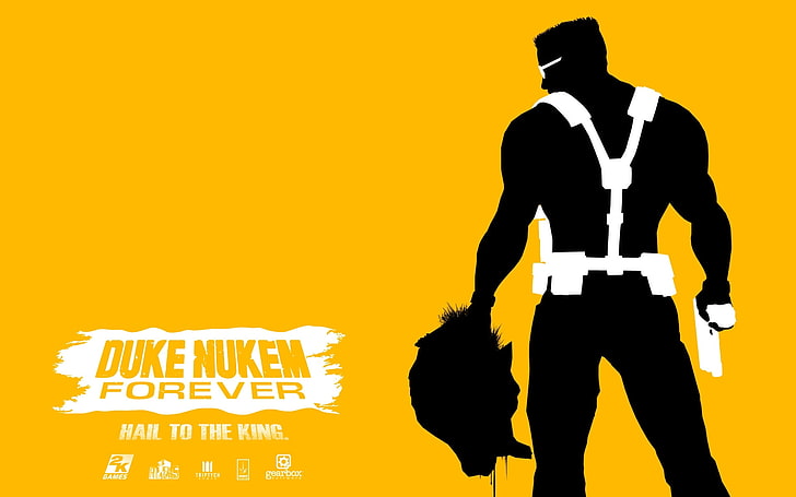 Duke Nukem Forever poster, duke nukem forever, sant john, back, head, gun, HD wallpaper
