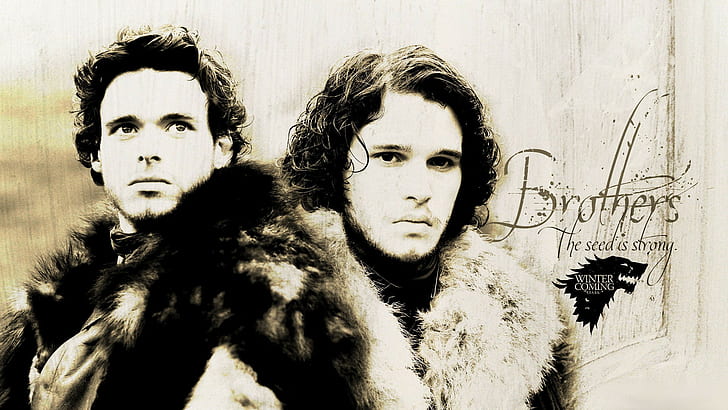 Game of Thrones, Robb Stark, Kit Harington, Jon Snow, brothers, HD wallpaper