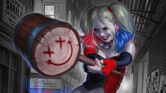 만화책, Harley Quinn, 금발, DC 만화책, Twintails, HD 배경 화면 HD wallpaper