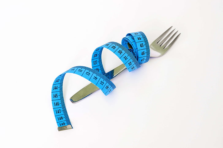 blue, concept, conceptual, diet, eating, fitness, fork, health, isolated, lifestyle, loss, lunch, measure, number, one, tape, tape measure, HD wallpaper