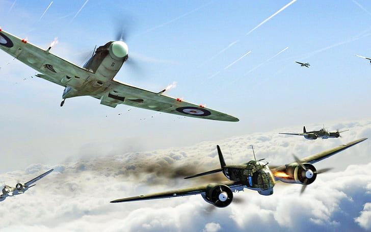 pesawat, spitfire, kendaraan, pesawat militer, Wallpaper HD
