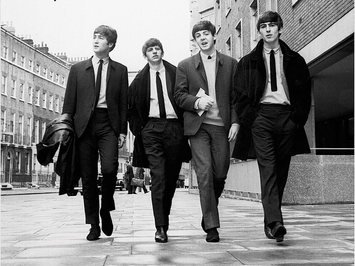 The Beatles, The Beatles, monokrom, pria, musisi, musik, Wallpaper HD