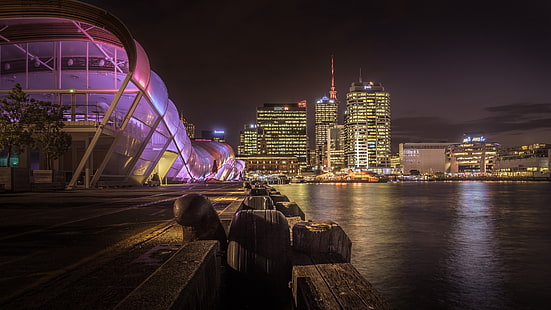 lights, the evening, New Zealand, Auckland, HD wallpaper HD wallpaper