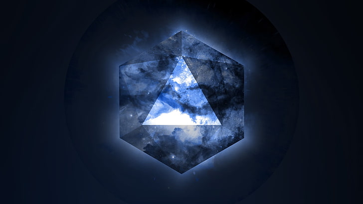 wallpaper biru dan hitam, ruang, geometri, bintang, segitiga, Illuminati, biru, Wallpaper HD