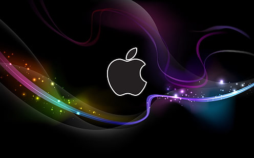 Яблоко, логотип, цвета, свечение, яблоко, логотип, цвета, свечение, HD обои HD wallpaper