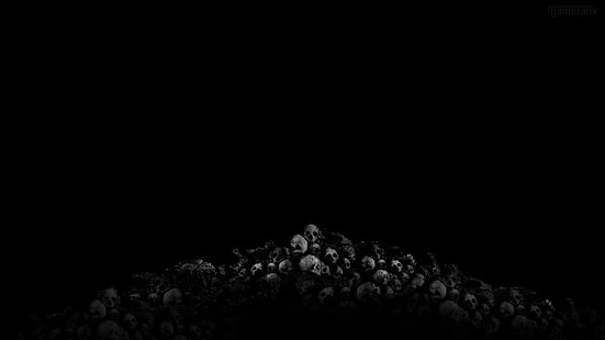 Тъмно, Череп, HD тапет HD wallpaper