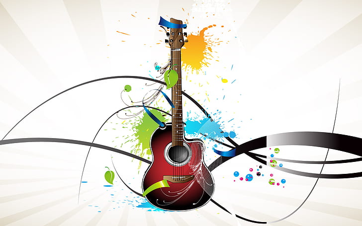 Guitar with Vector, with, vector, guitar, vector and design, HD wallpaper