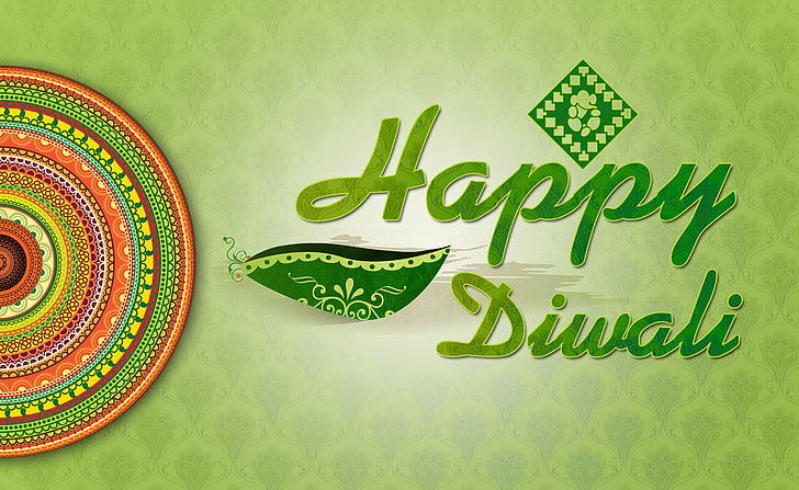 Happy Deepawali, tanda diwali bahagia, Festival / Liburan, Diwali, hijau, festival, liburan, Wallpaper HD