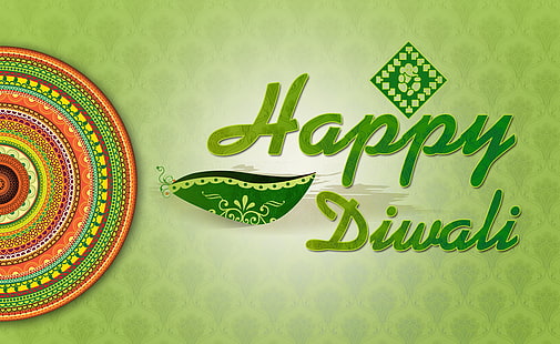 Честит Дипавали, щастлив знак на Дивали, Фестивали / празници, Дивали, зелен, фестивал, празник, HD тапет HD wallpaper