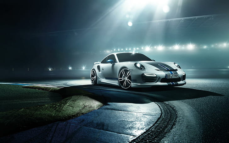 2014 TechArt Porsche 911 Turbo, бяло спортно купе, porsche, turbo, techart, 2014, автомобили, HD тапет