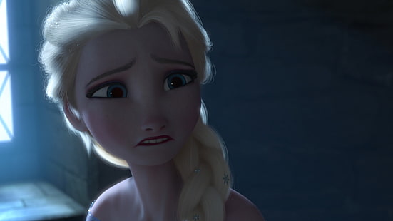 Frozen Elsa tapet, ledsen, Frozen (film), filmer, animerade filmer, Princess Elsa, HD tapet HD wallpaper