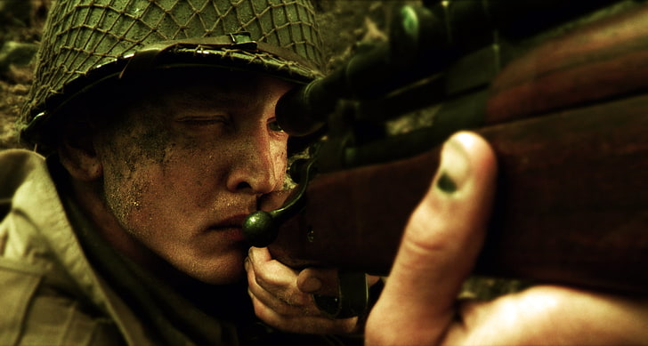 rifle marrón y negro, armas, soldados, francotiradores, rifle, apuntando, salvando al soldado Ryan, Fondo de pantalla HD