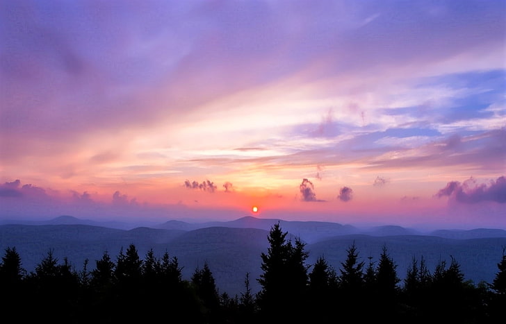 West Virginia Twilight, Twilight, Mountains, Sun, West Virginia, HD wallpaper
