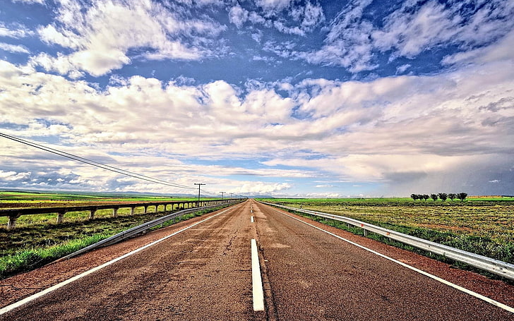 układ krajobrazu pola drogowego-Krajobraz panoramiczny w .., brązowa droga betonowa, Tapety HD