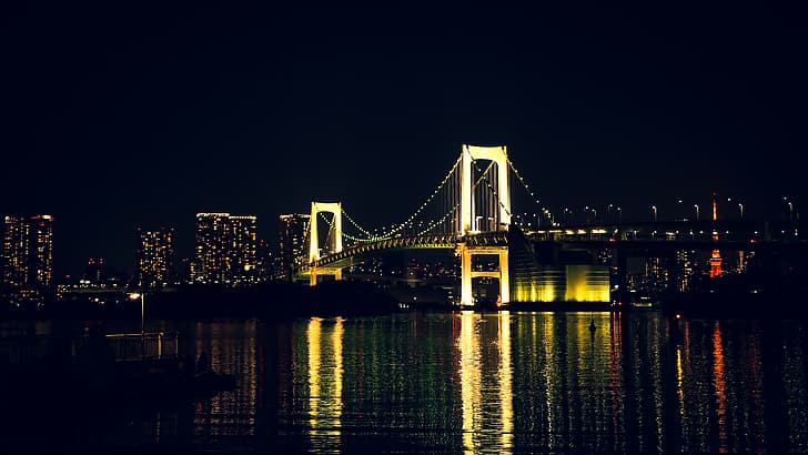 Japan, Tokyo, Rainbow Bridge, HD wallpaper