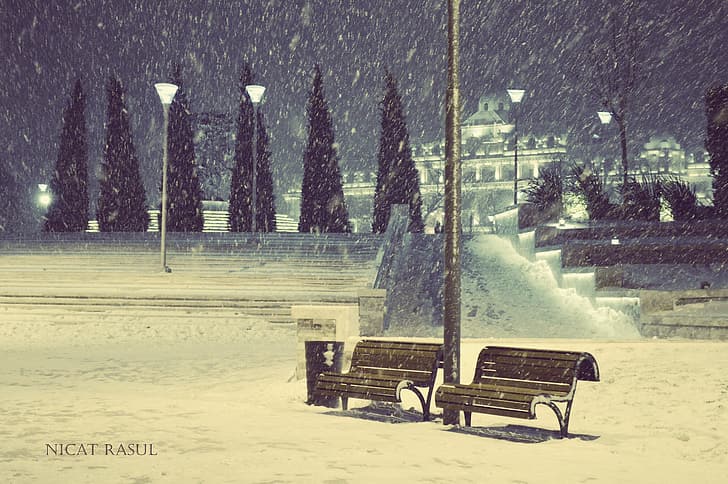 city, winter, snow, Azerbaijan, nice, capital, Baku, HD wallpaper