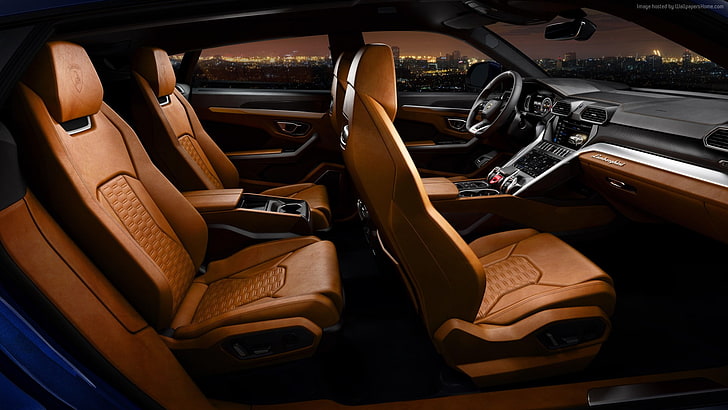 2018 รถยนต์, ภายใน, Lamborghini Urus, 8k, วอลล์เปเปอร์ HD