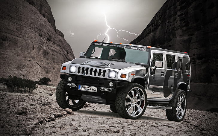 CFC Hummer H2, grey and silver hummer, luxury suv, HD wallpaper