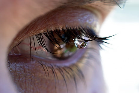 Auge, Tränen, Wimpern, Wassertropfen, HD-Hintergrundbild HD wallpaper