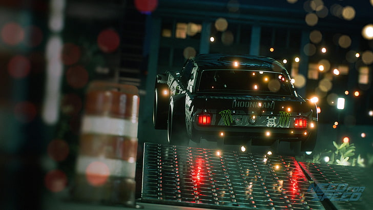 schwarzes Auto, Need for Speed, 2015, Videospiele, Ken Block, 1965 Ford Mustang, Gymkhana, HD-Hintergrundbild