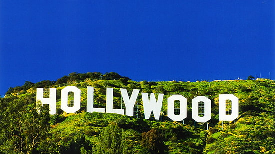هوليوود ، الولايات المتحدة الأمريكية ، علامة هوليوود ، لوس أنجلوس ، كاليفورنيا ، الولايات المتحدة ، السماء الزرقاء، خلفية HD HD wallpaper
