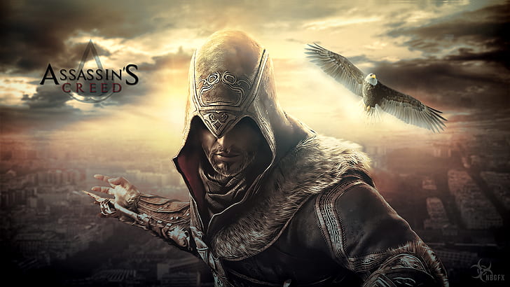 Assassin's Creed Hood Bird Eagle Bald Eagle HD, video games, bird, s, eagle, assassin, creed, hood, bald, HD wallpaper