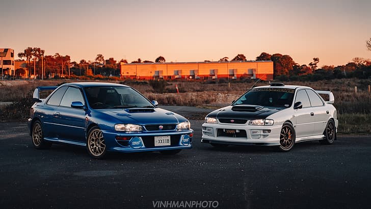 Subaru, Subaru Impreza, Subaru Impreza WRX, Subaru Impreza WRX STi, JDM, รถญี่ปุ่น, รถสปอร์ต, รถ, ยานพาหนะ, รถสีน้ำเงิน, รถสีขาว, วอลล์เปเปอร์ HD