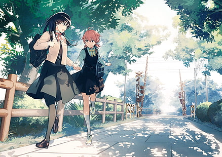 anime, Japan, schoolgirl, landscape, anime girls, Yagate Kimi ni Naru, Koito Yuu, Nanami Touku, HD wallpaper HD wallpaper
