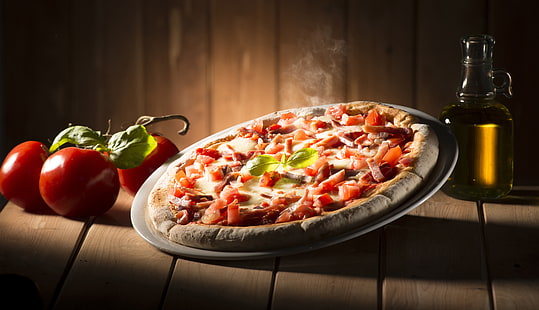 Makanan, Pizza, Minyak, Still Life, Tomat, Wallpaper HD HD wallpaper