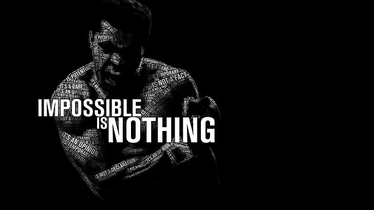 Muhammad Ali, cytuj, niemożliwe jest nic, czarno-białe, muhammad ali, cytat, niemożliwe jest nic, czarno-białe, Tapety HD