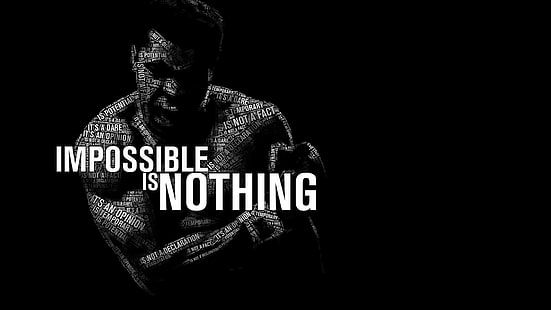 Muhammad Ali, cytuj, niemożliwe jest nic, czarno-białe, muhammad ali, cytat, niemożliwe jest nic, czarno-białe, Tapety HD HD wallpaper