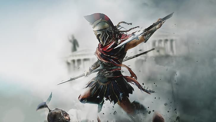 Assassins Creed: Odyssey, video oyunları, savaşçı, konsept sanat, Ubisoft, Alexios, Kassandra, HD masaüstü duvar kağıdı