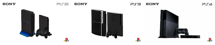 PlayStation, PlayStation 2, PlayStation 3, triple screen, Sony, PlayStation 4, simple background, HD wallpaper