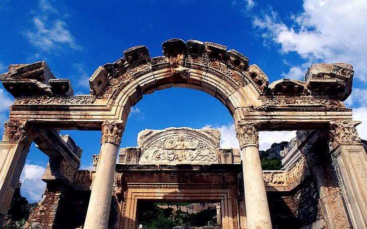 معبد هادريان في تركيا ، معبد هادريان ، تركيا، خلفية HD
