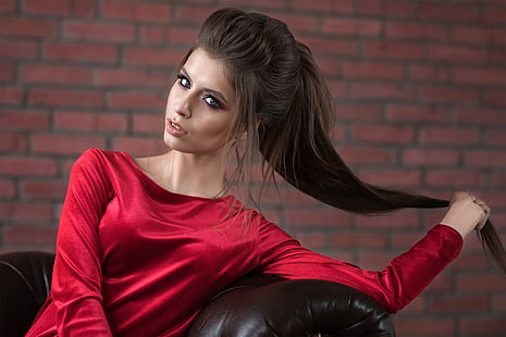 женщины, модель, брюнетка, портрет, Дмитрий Шульгин, HD обои HD wallpaper