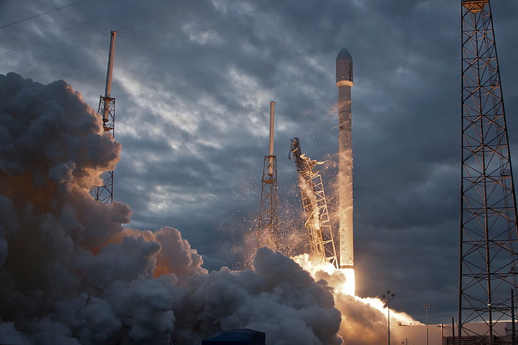 SpaceX, ракета, Сокол 9, дым, HD обои